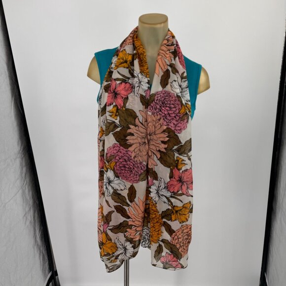 westport Floral Multicolor Womens Scarf wrap Chrysanthemum Design - Picture 4 of 6